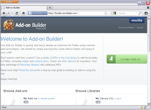 [Add-on Builder トップページ]